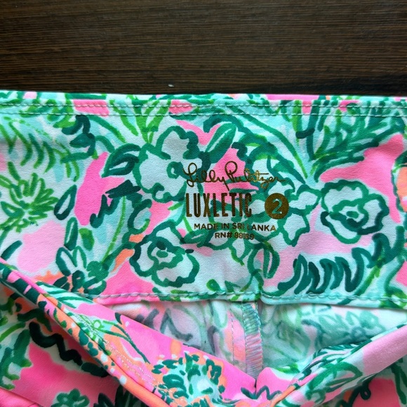 Lilly Pulitzer Luxletic Corso Crop Pant Soleil Pink Perfect Poppy Golf 2 - Picture 2 of 5